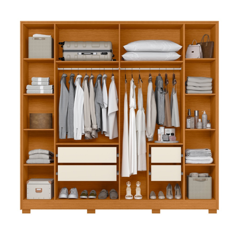 Roupeiro Albatroz Deville 6 Portas 4 Gavetas Cinamomo/Off White