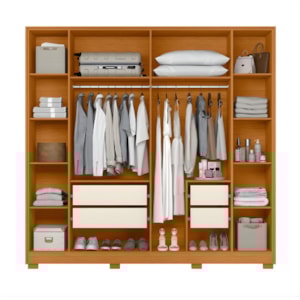 Roupeiro Albatroz Deville 6 Portas 4 Gavetas Cinamomo/Off White