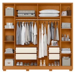 Roupeiro Albatroz Deville 6 Portas 4 Gavetas Cinamomo/Off White