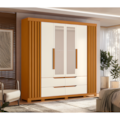 Roupeiro Albatroz Doble Casal 4 Portas 4 Gavetas com 4 Espelhos Cinamomo/Off White-b4516f76-d4b0-46ba-b591-bc33bd9482a7