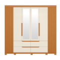 Roupeiro Albatroz Doble Casal 4 Portas 4 Gavetas com 4 Espelhos Cinamomo/Off White-5cdc8b16-7dca-4470-b822-e59ef0cc3c92