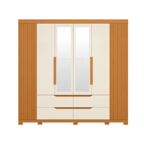 Roupeiro Albatroz Doble Casal 4 Portas 4 Gavetas com 4 Espelhos Cinamomo/Off White-da47a2ec-d0aa-4748-83d5-06a11ed75bba