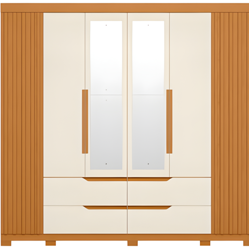 Roupeiro Albatroz Doble Casal 4 Portas 4 Gavetas com 4 Espelhos Cinamomo/Off White-47b8f944-87cd-4d33-9976-43c8db3f738f