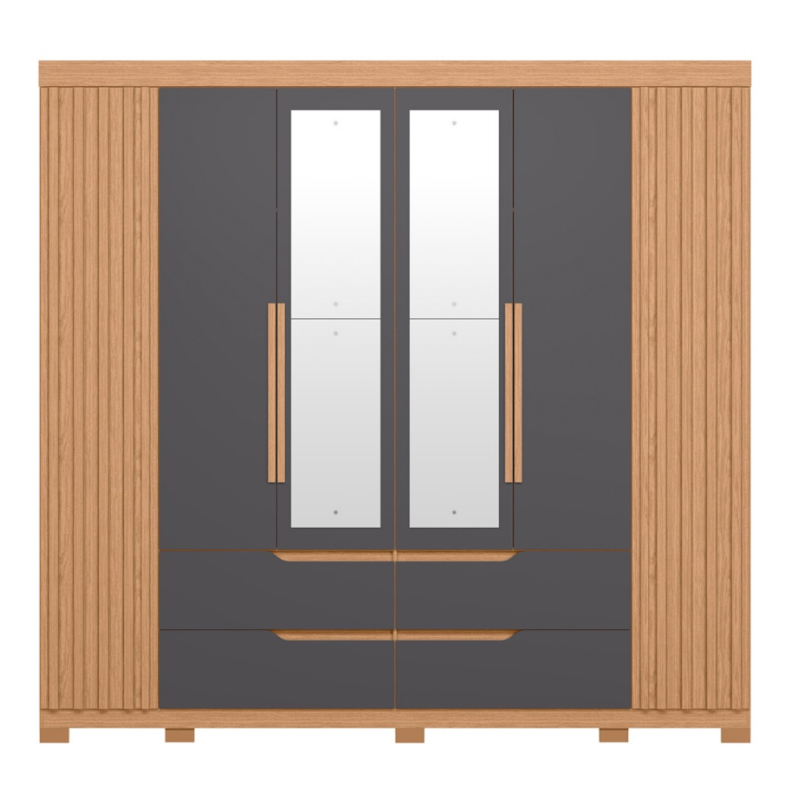 Roupeiro Albatroz Doble Casal 6 Portas 4 Gavetas Com 4 Espelhos Freijo/Titanium-04ccdb3f-5f32-482c-a0ec-facb8d347ff6