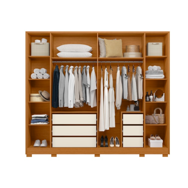 Roupeiro Albatroz Fascinio 6 Portas 6 Gavetas com 4 Espelho Cinamomo/Off White-857d23f4-6cb4-4046-891a-5952439c82cf