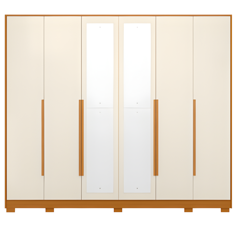 Roupeiro Albatroz Fascinio 6 Portas 6 Gavetas com 4 Espelho Cinamomo/Off White-ce191895-0dfb-43cc-8c0a-9983614df002