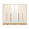 Roupeiro Albatroz Fascinio 6 Portas 6 Gavetas com 4 Espelho Cinamomo/Off White-de4416d0-c10d-40a2-81fb-d70e36b182b9