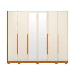 Roupeiro Albatroz Fascinio 6 Portas 6 Gavetas com 4 Espelho Cinamomo/Off White