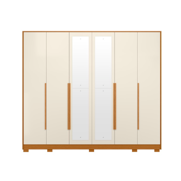 Roupeiro Albatroz Fascinio 6 Portas 6 Gavetas com 4 Espelho Cinamomo/Off White-26be1b6d-ef35-41f1-8735-62c4c278d887