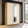 Roupeiro Albatroz Frizatto 2 Portas de Correr com Espelho 3 Gavetas Cinamomo/Off White Flex-98ac379e-6e10-4f92-9adf-baa1f448bf82