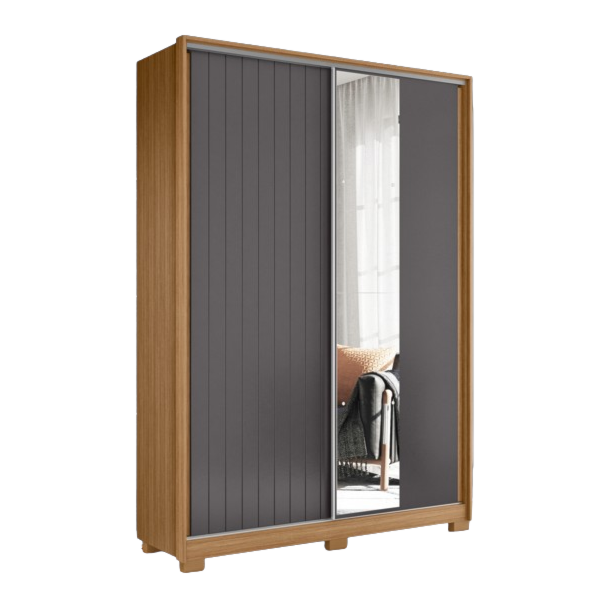 Roupeiro Albatroz Frizatto 2 Portas de Correr com Espelho 3Gavetas Nature/Titanium Flex-1d78ebf9-b257-46ce-8bfc-04782c748b99