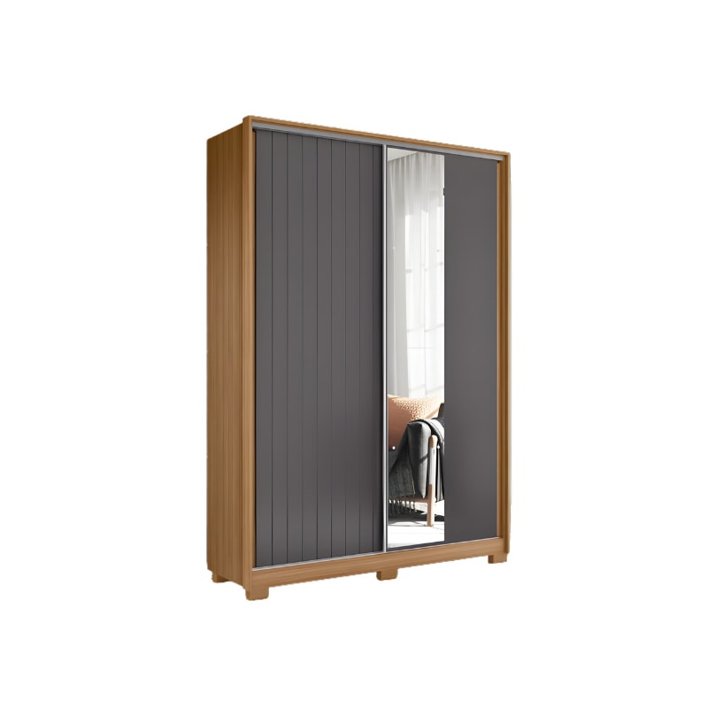 Roupeiro Albatroz Frizatto 2 Portas de Correr com Espelho 3Gavetas Nature/Titanium Flex-b1a56527-79c7-40a5-99be-efbadfdd5654