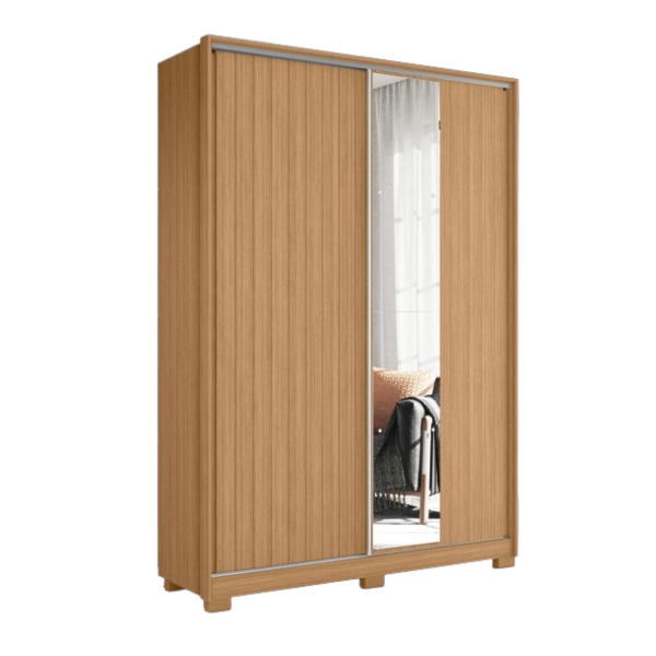 Roupeiro Albatroz Frizatto 2 Portas de Correr com Espelho 3Gavetas Nature/Titanium Flex-e533c4b1-5099-42f2-8cf3-d362731f1ded