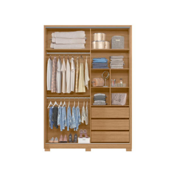 Roupeiro Albatroz Frizatto 2 Portas de Correr com Espelho 3Gavetas Nature/Titanium Flex-36926f68-9af6-4279-a021-525faa7ce49b