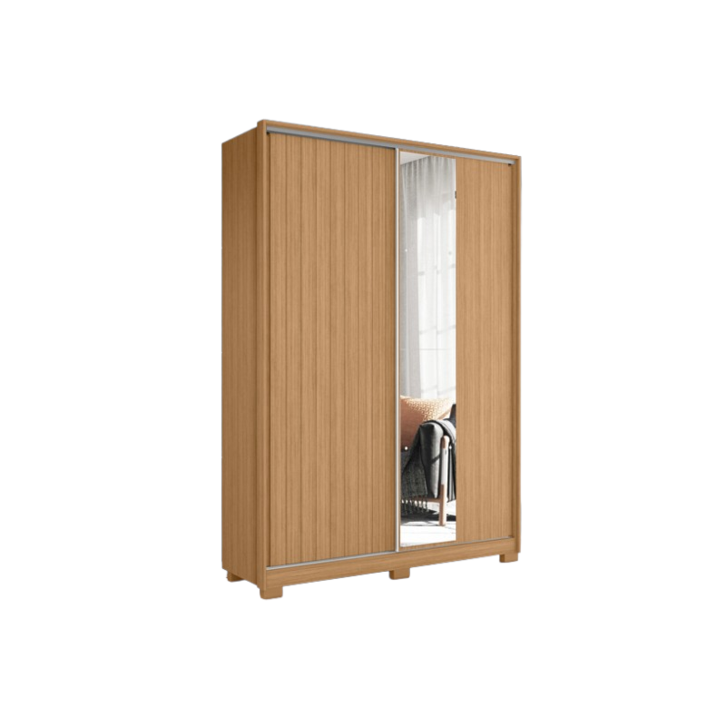 Roupeiro Albatroz Frizatto 2 Portas de Correr com Espelho 3Gavetas Nature/Titanium Flex