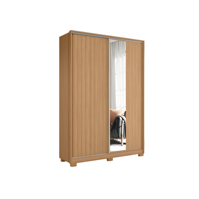 Roupeiro Albatroz Frizatto 2 Portas de Correr com Espelho 3Gavetas Nature/Titanium Flex-46936c8a-e432-4e63-9c36-a8ca13355e28