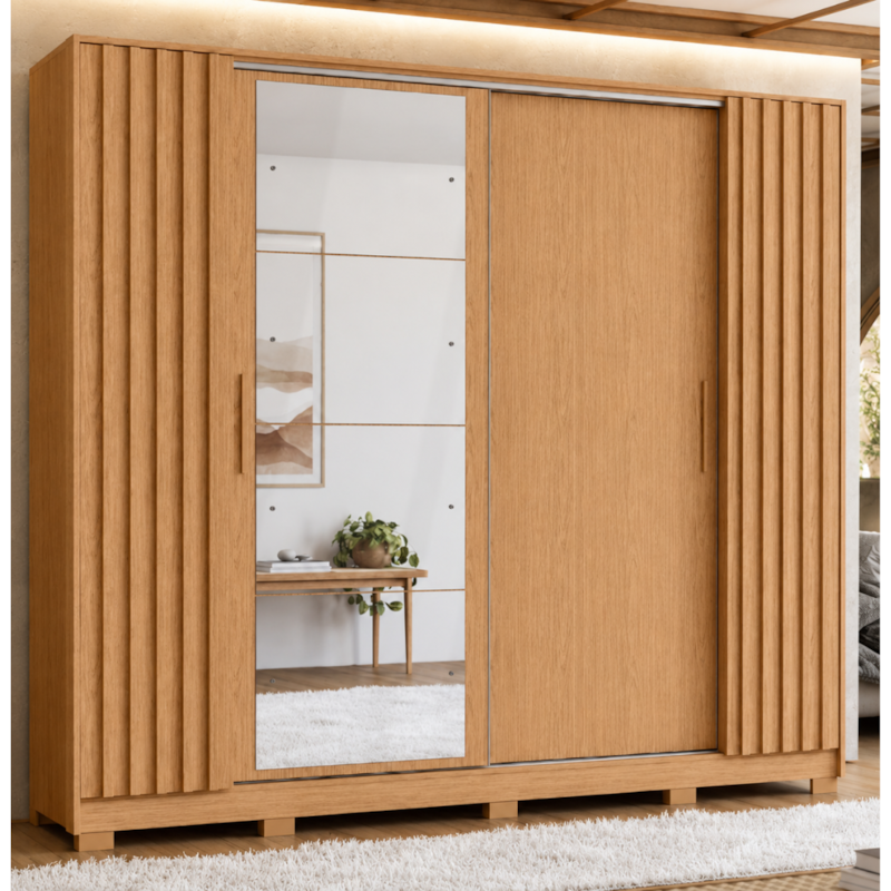 Roupeiro Albatroz Jacaranda 2 Portas de Correr 4 Gavetas com 4 Espelho Freijo/Off White Flex-190dbb90-3139-4914-9d4a-0be08cda1d16