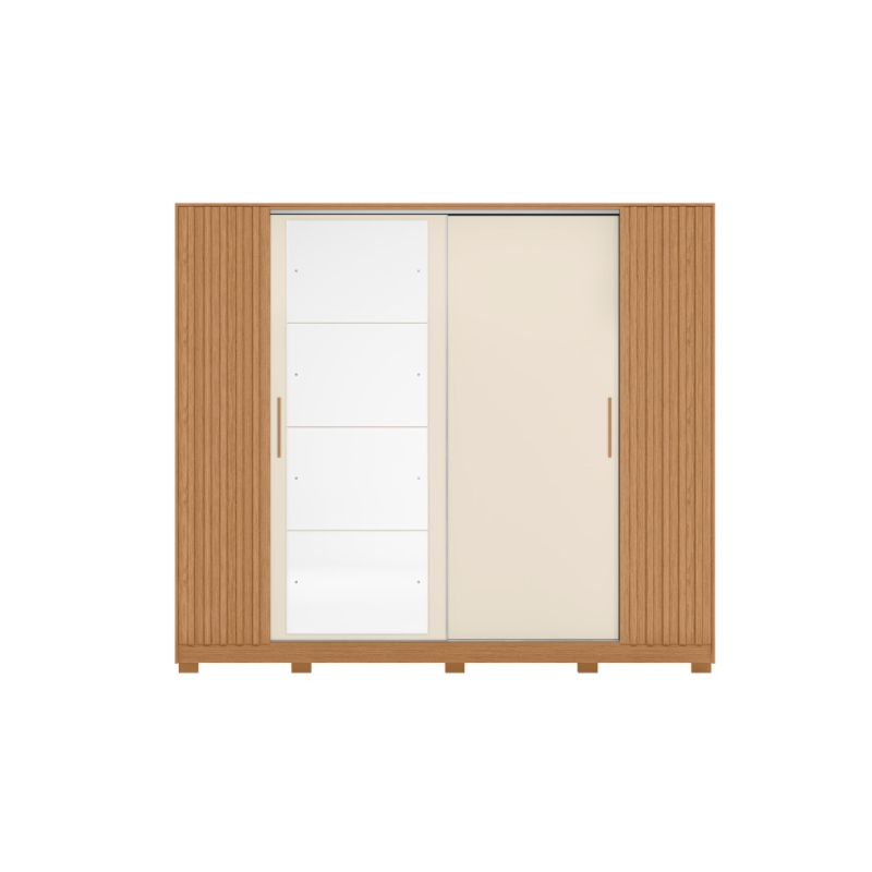 Roupeiro Albatroz Jacaranda 2 Portas de Correr 4 Gavetas com 4 Espelho Freijo/Off White Flex
