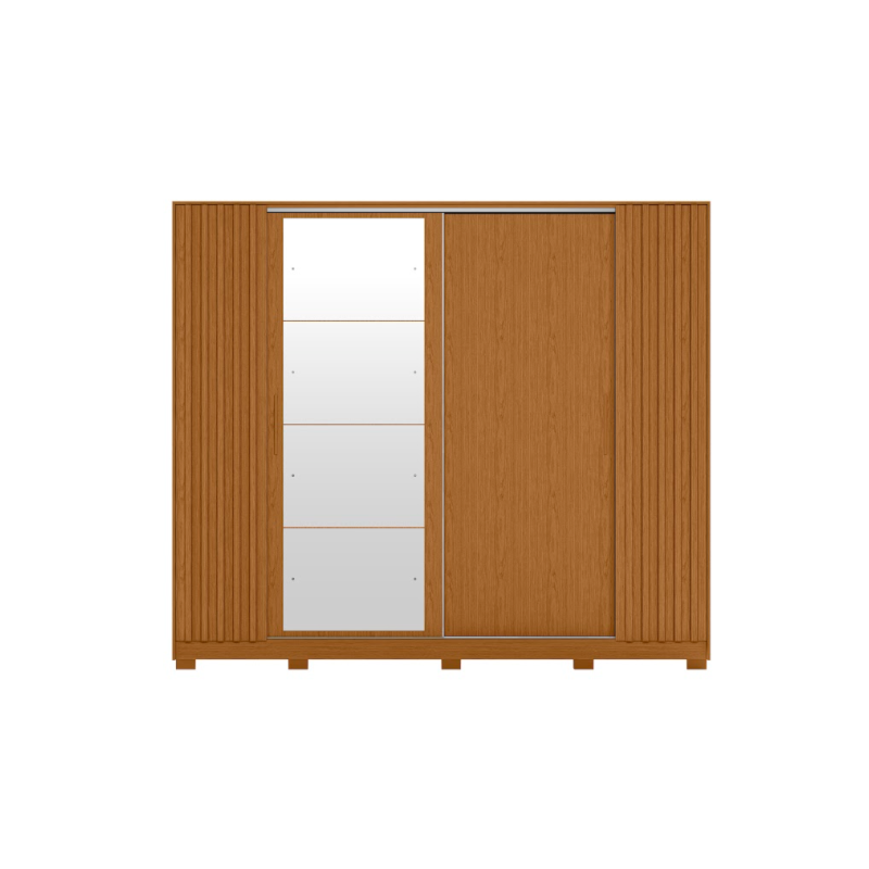 Roupeiro Albatroz Jacaranda 2 Portas de Correr 4 Gavetas com 4 Espelhos Cinamomo/Off White Flex