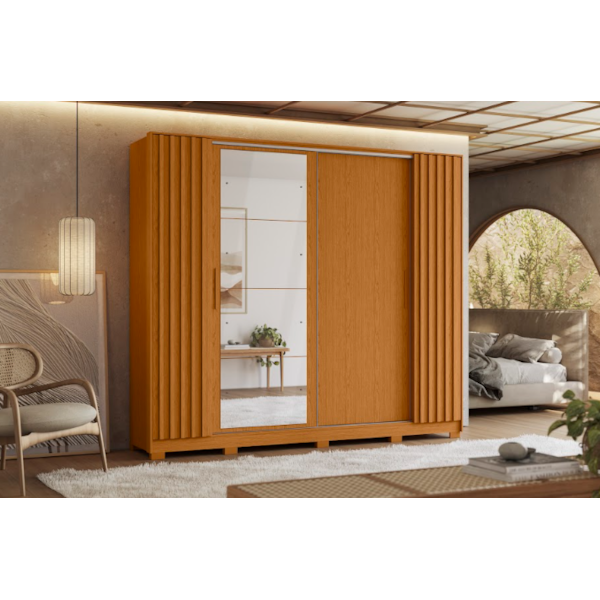 Roupeiro Albatroz Jacaranda 2 Portas de Correr 4 Gavetas com 4 Espelhos Cinamomo/Off White Flex-1619ed6d-7404-403c-931f-8d646dd630a6