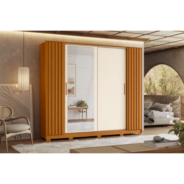 Roupeiro Albatroz Jacaranda 2 Portas de Correr 4 Gavetas com 4 Espelhos Cinamomo/Off White Flex-b6a83233-2f1a-4e34-8a5f-98c486d6c7a0