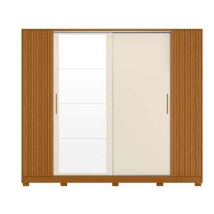 Roupeiro Albatroz Jacaranda 2 Portas de Correr 4 Gavetas com 4 Espelhos Cinamomo/Off White Flex