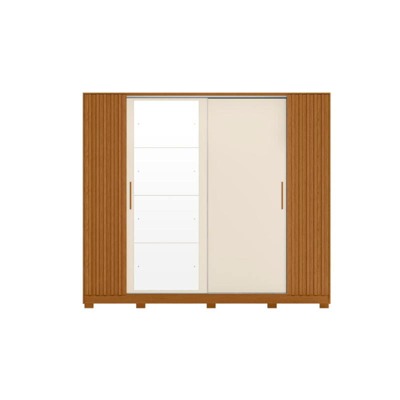 Roupeiro Albatroz Jacaranda 2 Portas de Correr 4 Gavetas com 4 Espelhos Cinamomo/Off White Flex