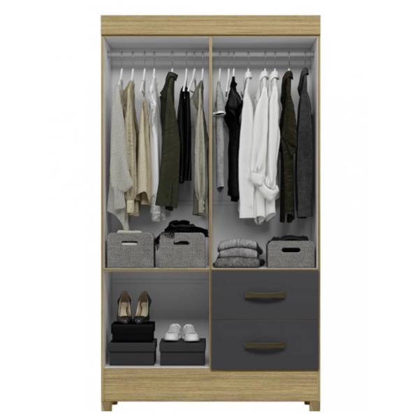 Roupeiro Albatroz Mobi 4 Portas 2 Gaveta Nature/Titanium Interno Branco-40dc986a-16a9-482a-ae4c-c1b7e35f477f