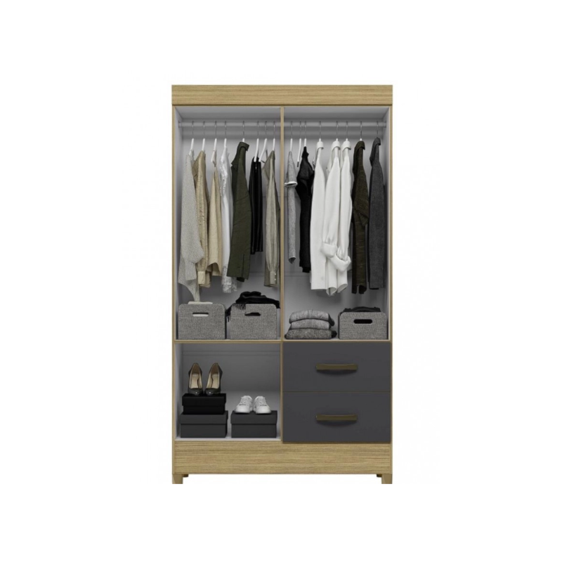 Roupeiro Albatroz Mobi 4 Portas 2 Gaveta Nature/Titanium Interno Branco