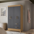 Roupeiro Albatroz Mobi 4 Portas 2 Gaveta Nature/Titanium Interno Branco-93a785e0-1e58-4bb7-9acb-3bddd3ca4ed9