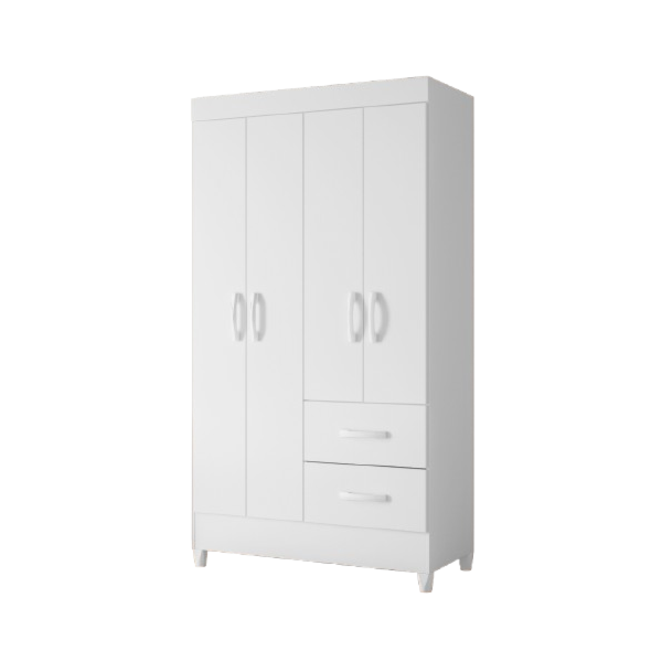 Roupeiro Albatroz Mobi 4 Portas 2 Gavetas Branco Fosco Liso/Biflex-e3fa0203-cf15-4675-9fb8-ff663a4d36f9