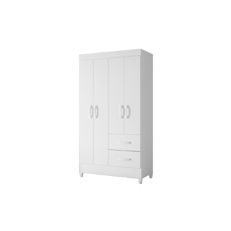 Roupeiro Albatroz Mobi 4 Portas 2 Gavetas Branco Fosco Liso/Biflex