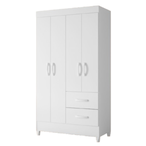 Roupeiro Albatroz Mobi 4 Portas 2 Gavetas Branco Fosco Liso/Biflex