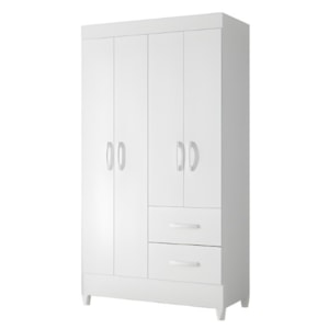Roupeiro Albatroz Mobi 4 Portas 2 Gavetas Branco Fosco Liso/Biflex