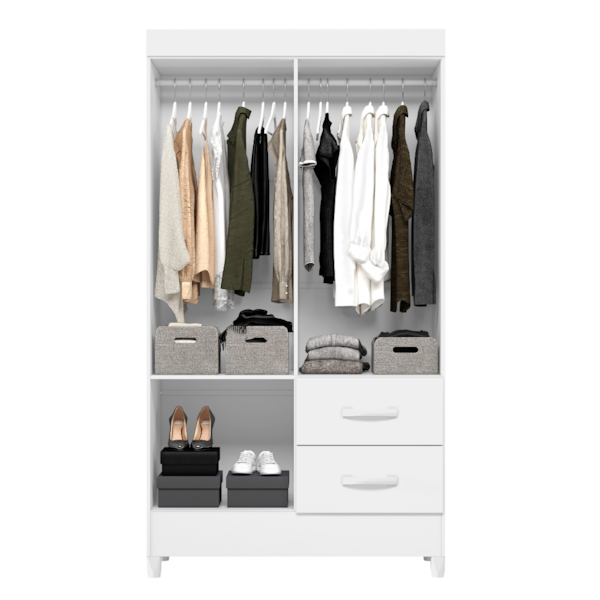 Roupeiro Albatroz Mobi 4 Portas 2 Gavetas Branco Fosco Liso/Biflex-36fbfdd8-a613-4e59-8648-715f3149989d