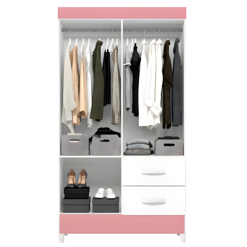 Roupeiro Albatroz Mobi 4 Portas 2 Gavetas Branco Fosco Liso/Biflex-d8da3f5b-f438-4e6e-80e1-81c9fbd62628