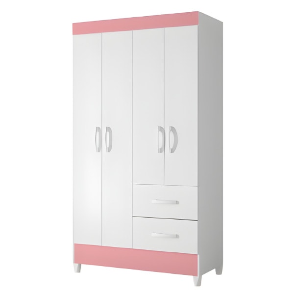 Roupeiro Albatroz Mobi 4 Portas 2 Gavetas Branco Fosco Liso/Biflex-e55e0b74-070a-4df8-8914-5b6010c9c091