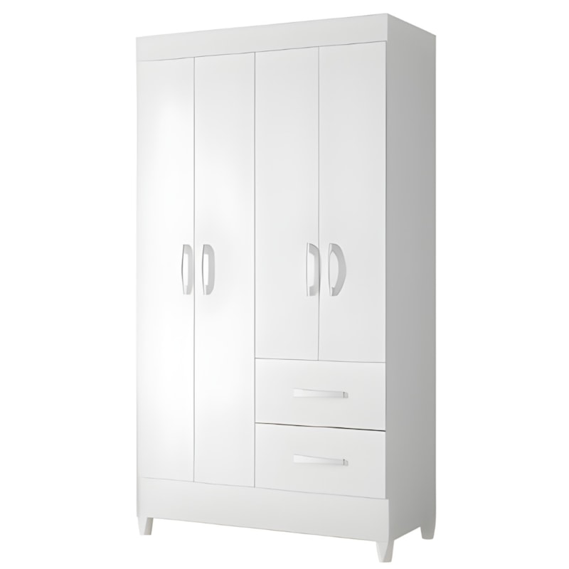 Roupeiro Albatroz Mobi 4 Portas 2 Gavetas Branco Fosco Liso/Biflex-095367f6-7e37-4996-82c6-219fec5acde9