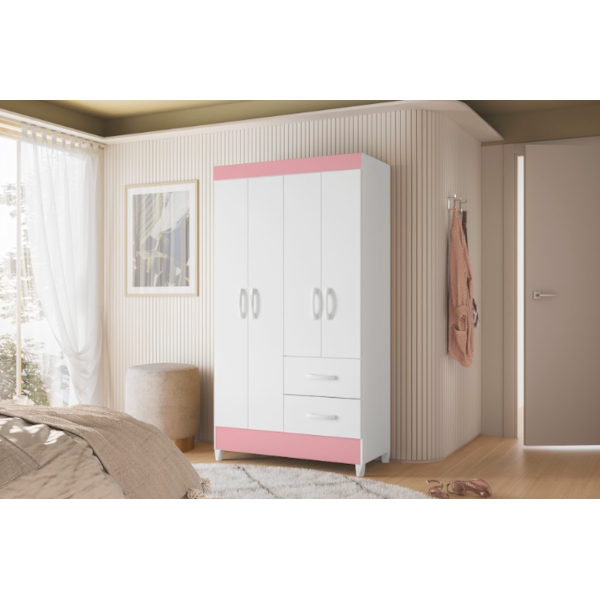 Roupeiro Albatroz Mobi 4 Portas 2 Gavetas Branco Fosco Liso/Biflex-4b841fc0-ce5b-4632-8ac0-6f7ce81b1987