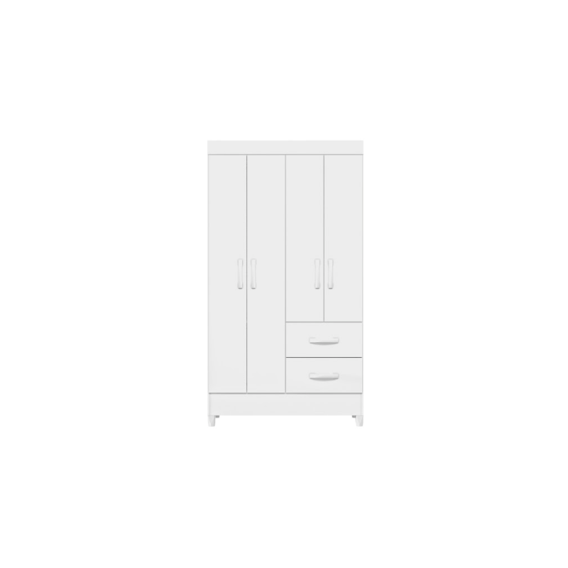Roupeiro Albatroz Mobi 4 Portas 2 Gavetas Branco Fosco Liso/Biflex