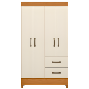 Roupeiro Albatroz Mobi 4 Portas 2 Gavetas Cinamomo/Off White com Interior Branco