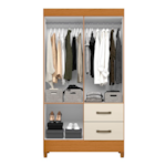 Roupeiro Albatroz Mobi 4 Portas 2 Gavetas Cinamomo/Off White Interno Branco