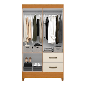 Roupeiro Albatroz Mobi 4 Portas 2 Gavetas Cinamomo/Off White Interno Branco