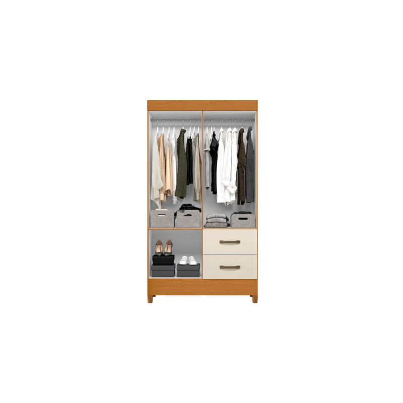 Roupeiro Albatroz Mobi 4 Portas 2 Gavetas Cinamomo/Off White Interno Branco