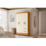 Roupeiro Albatroz Mobi 4 Portas 2 Gavetas Cinamomo/Off White Interno Branco