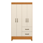 Roupeiro Albatroz Mobi 4 Portas 2 Gavetas Cinamomo/Off White Interno Branco