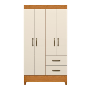 Roupeiro Albatroz Mobi 4 Portas 2 Gavetas Cinamomo/Off White Interno Branco