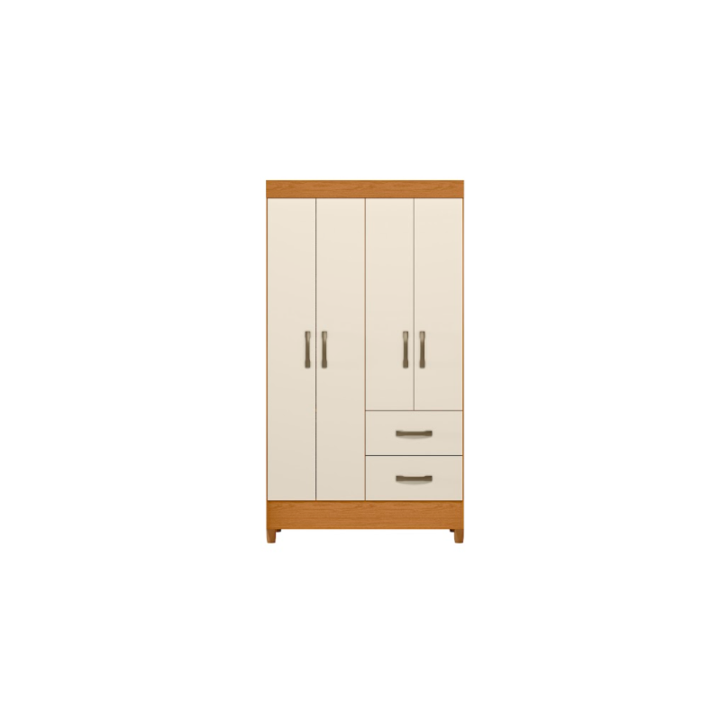 Roupeiro Albatroz Mobi 4 Portas 2 Gavetas Cinamomo/Off White Interno Branco