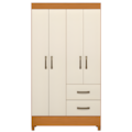 Roupeiro Albatroz Mobi 4 Portas 2 Gavetas Cinamomo/Off White Interno Branco-66f2f1ad-1a88-4704-bc3e-6b97723d703b