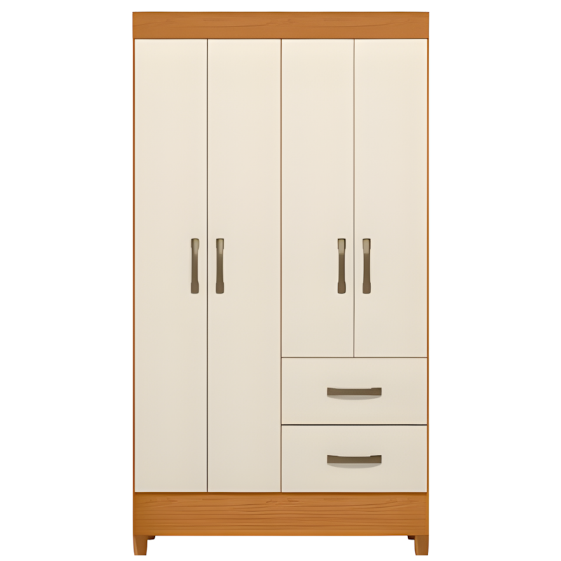 Roupeiro Albatroz Mobi 4 Portas 2 Gavetas Cinamomo/Off White Interno Branco-24ed81a3-f98a-4c3d-adb3-241b3cff535a
